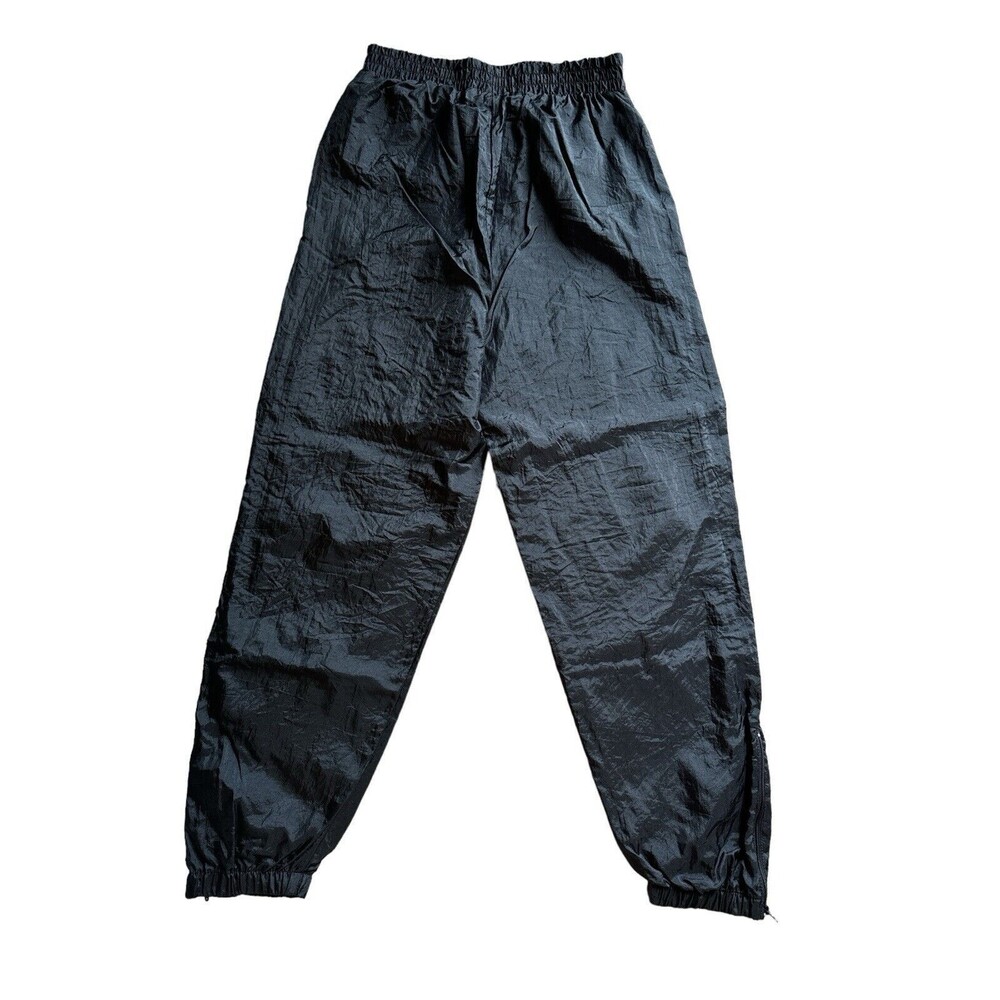 Vintage TEAM ATHLETIC Track Jogger Pants Size XL Black Windbreaker Lined READ